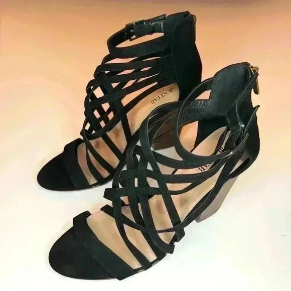 JustFab Womens Nashia Heeled Sandal in black Size 11 - Picture 6 of 8